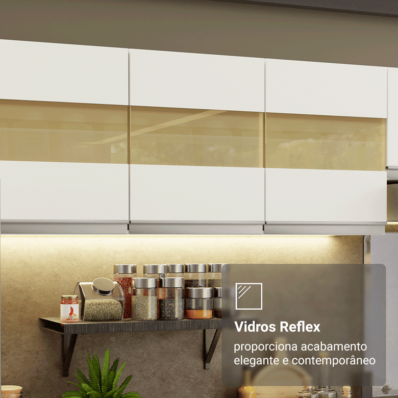 Armário de Cozinha Completa 100% MDF 310 cm Branco Smart 01 XA