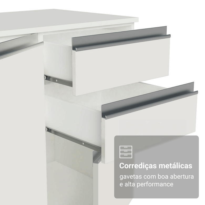 Armário de Cozinha Completa 100% MDF 310 cm Branco Smart 02