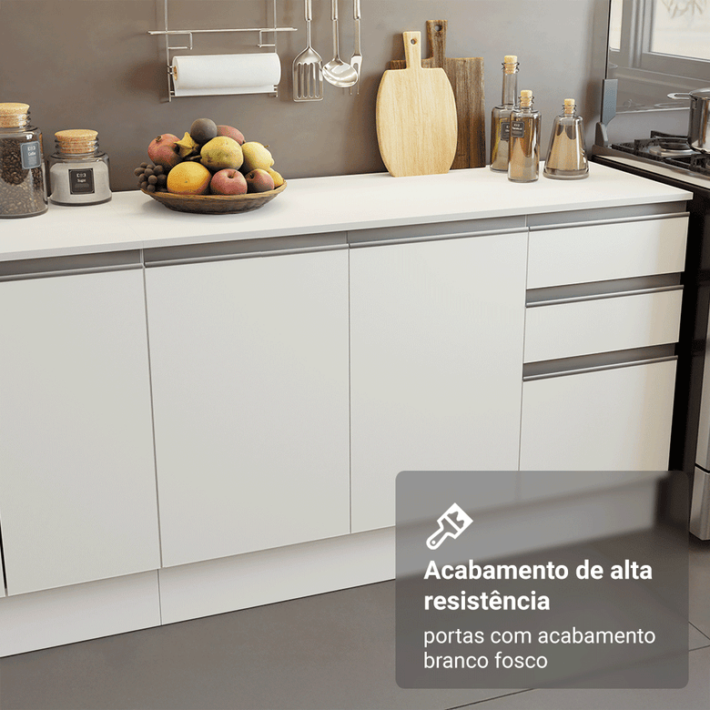 Armário de Cozinha Completa 100% MDF 310 cm Branco Smart 02