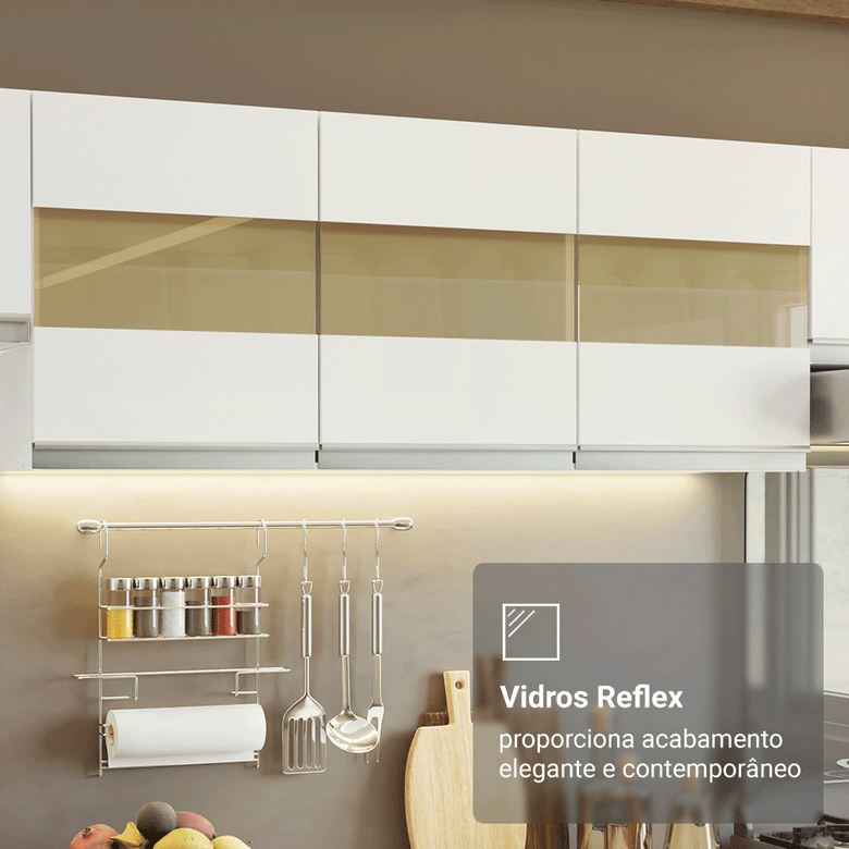 Armário de Cozinha Completa 100% MDF 310 cm Branco Smart 02