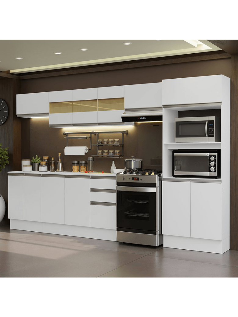 Armário de Cozinha Completa 100% MDF 310 cm Branco Smart 02 XA