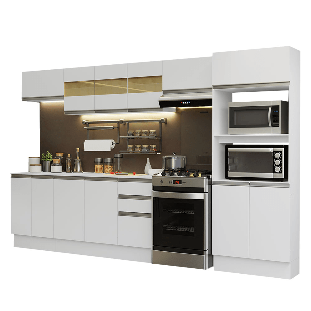 Armário de Cozinha Completa 100% MDF 310 cm Branco Smart 02 XA - Branco