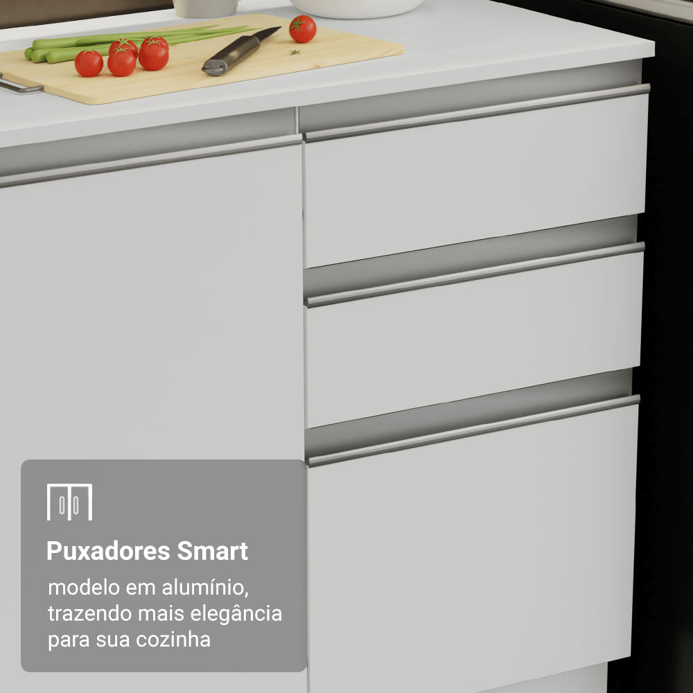 Armário de Cozinha Completa 100% MDF 310 cm Branco Smart 02 XA