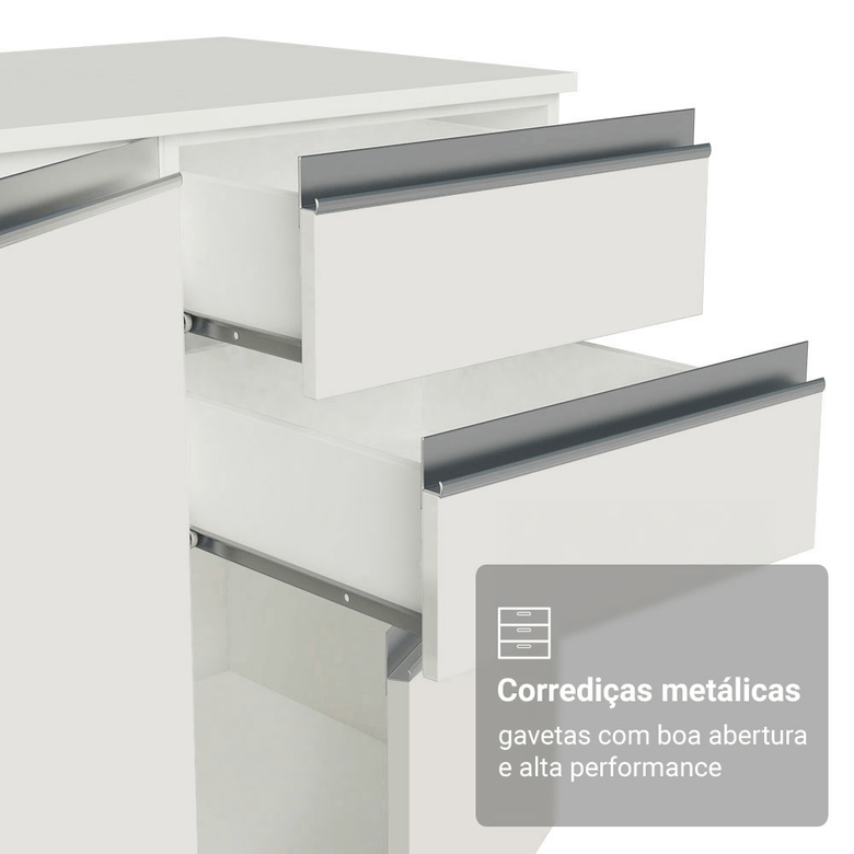 Armário de Cozinha Completa 100% MDF 310 cm Branco Smart 02 XA