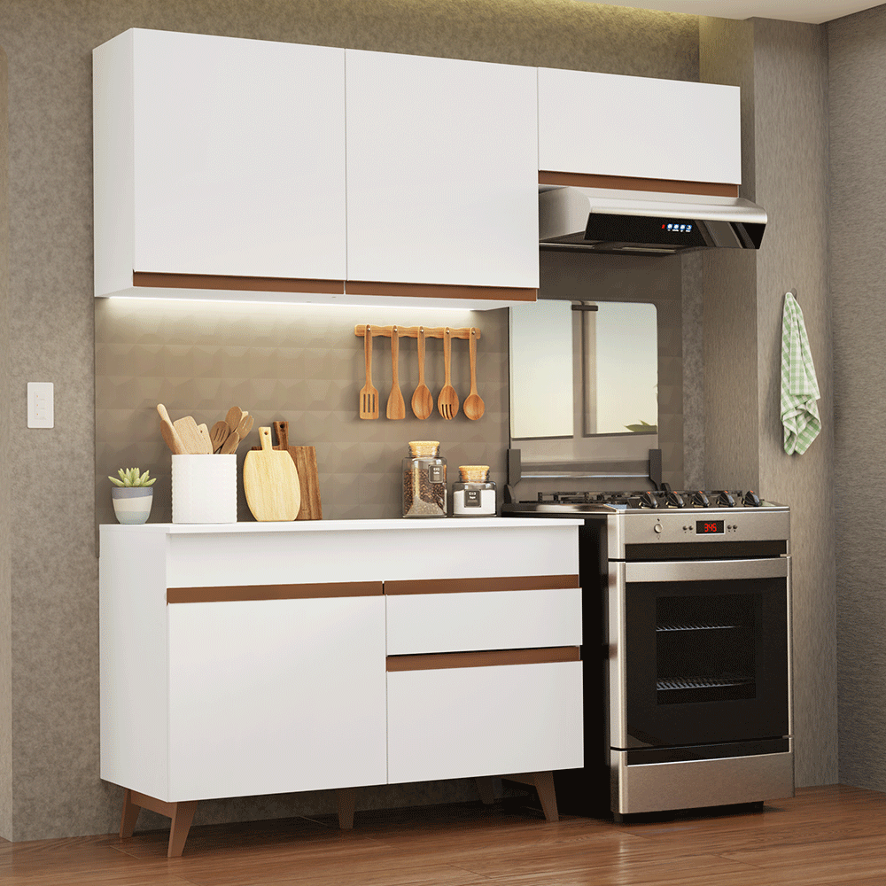 Armário de Cozinha Compacta 190cm Branco Reims Madesa 04 - Branco