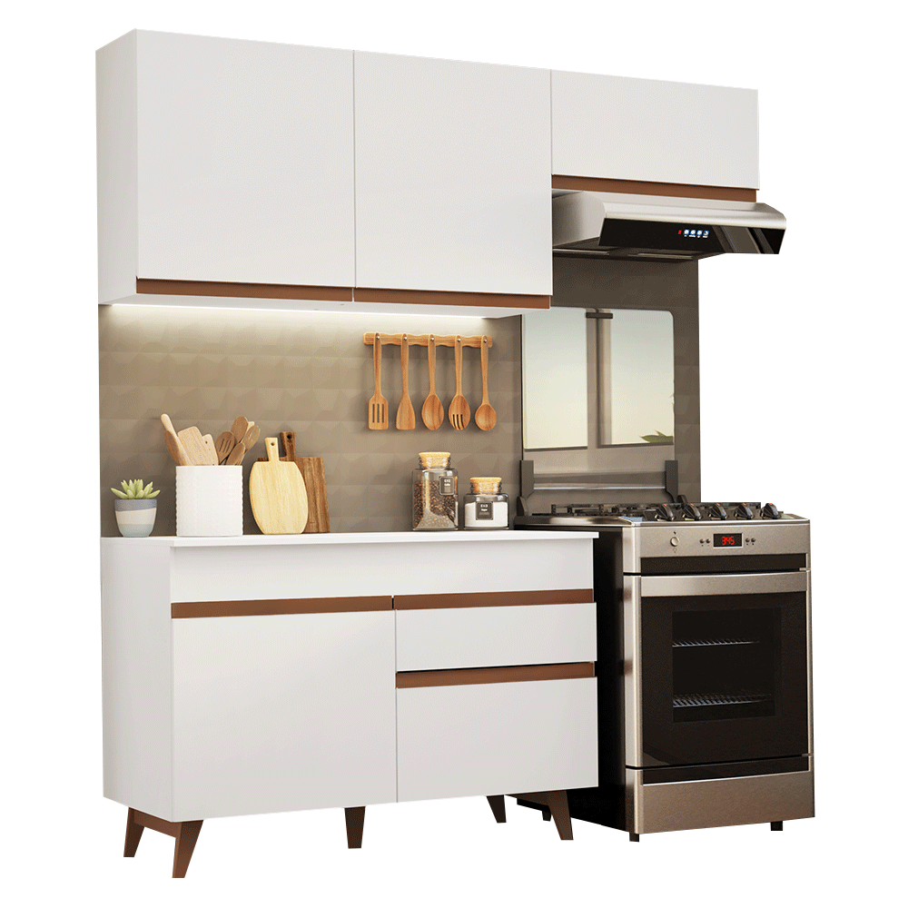 Armário de Cozinha Compacta 190cm Branco Reims Madesa 04 - Branco