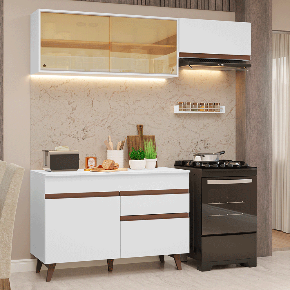 Armário de Cozinha Compacta 190cm Branco Reims Madesa 05 - Branco