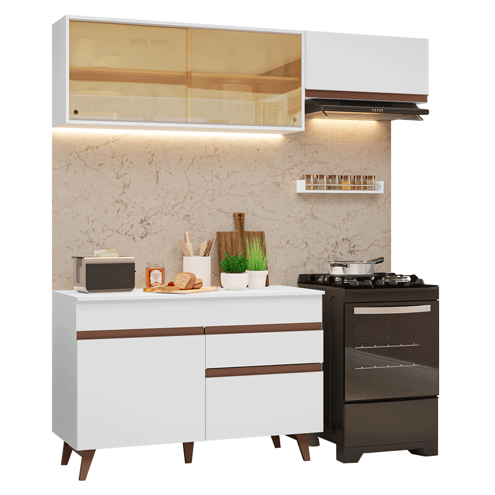 Armário de Cozinha Compacta 190cm Branco Reims Madesa 05 - Branco