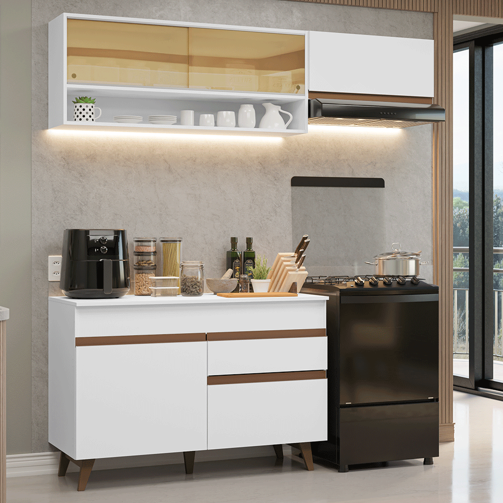 Armário de Cozinha Compacta 190cm Branco Reims Madesa 06 - Branco