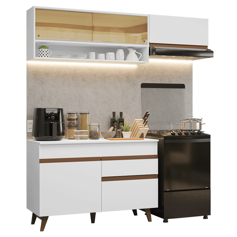 Armário de Cozinha Compacta 190cm Branco Reims Madesa 06
