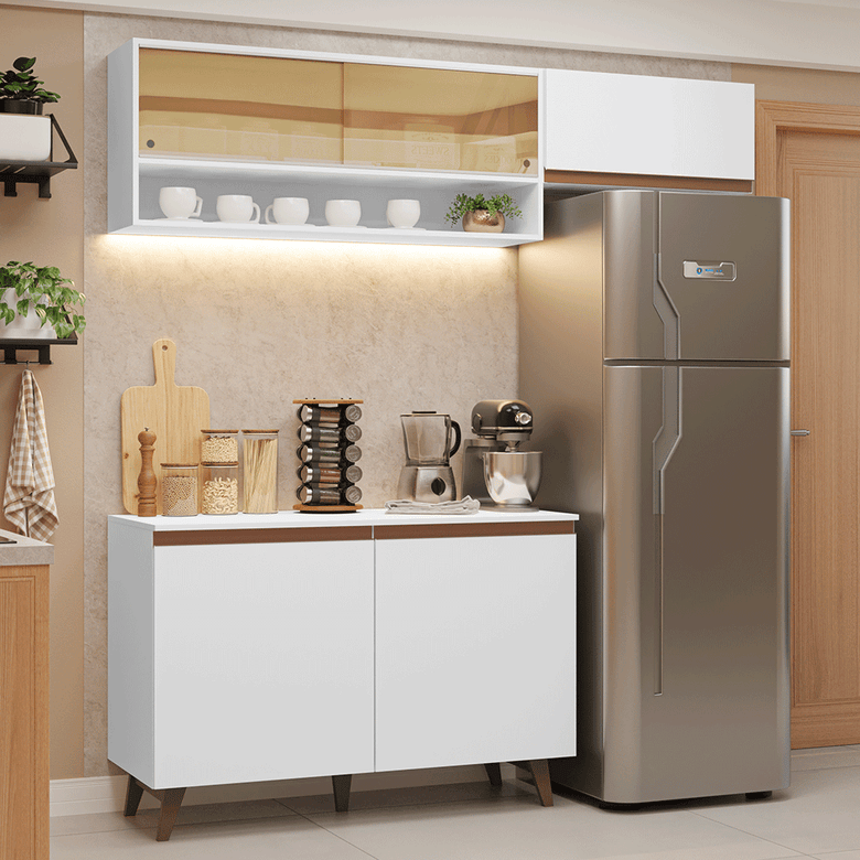 Armário de Cozinha Compacta 190cm Branco Reims Madesa 07