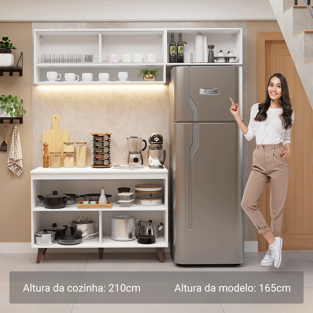 Armário de Cozinha Compacta 190cm Branco Reims Madesa 07