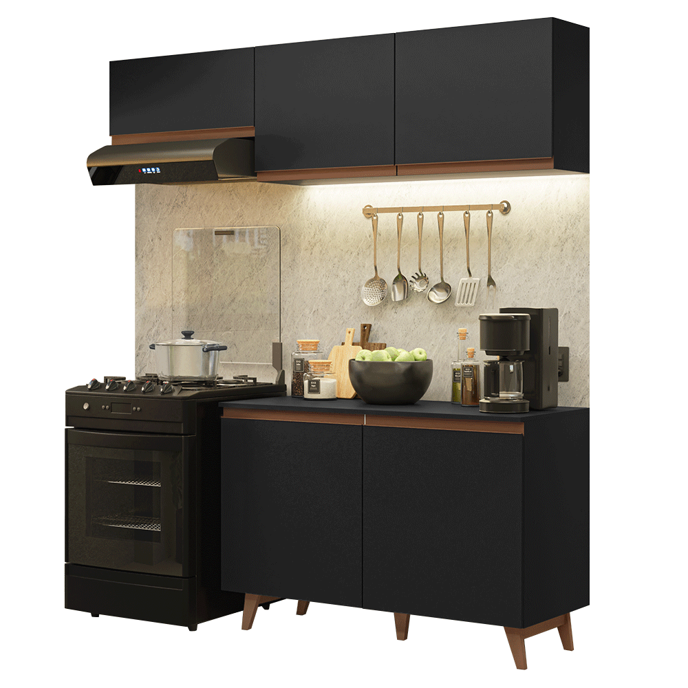 Armário de Cozinha Compacta 190cm Preto Reims Madesa 08 - Preto