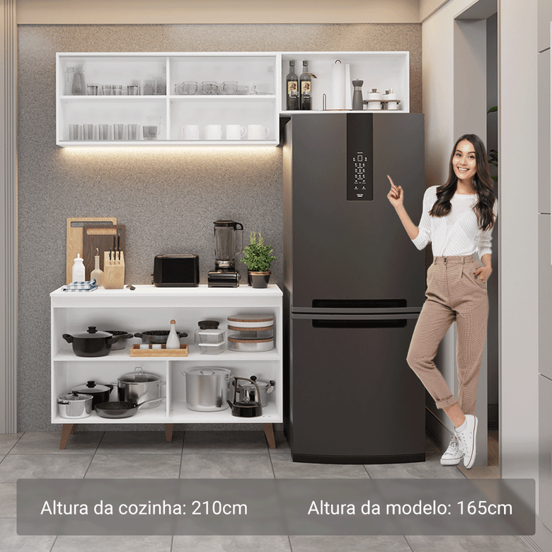 Armário de Cozinha Compacta 190cm Branco Reims Madesa 09