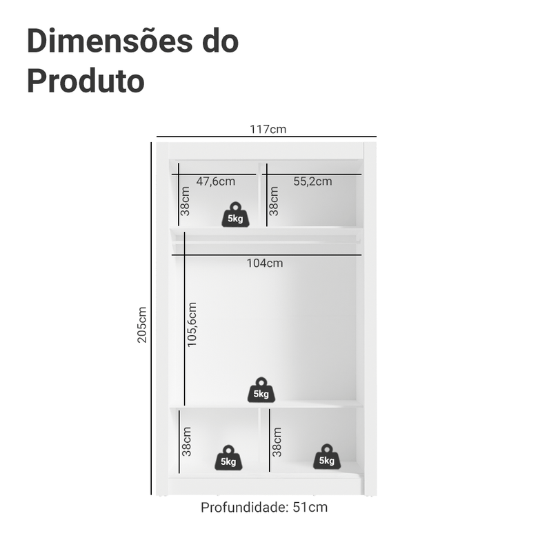 Conjunto Quarto Infantil com Guarda Roupa 2 Portas com Espelho e Cômoda Madesa