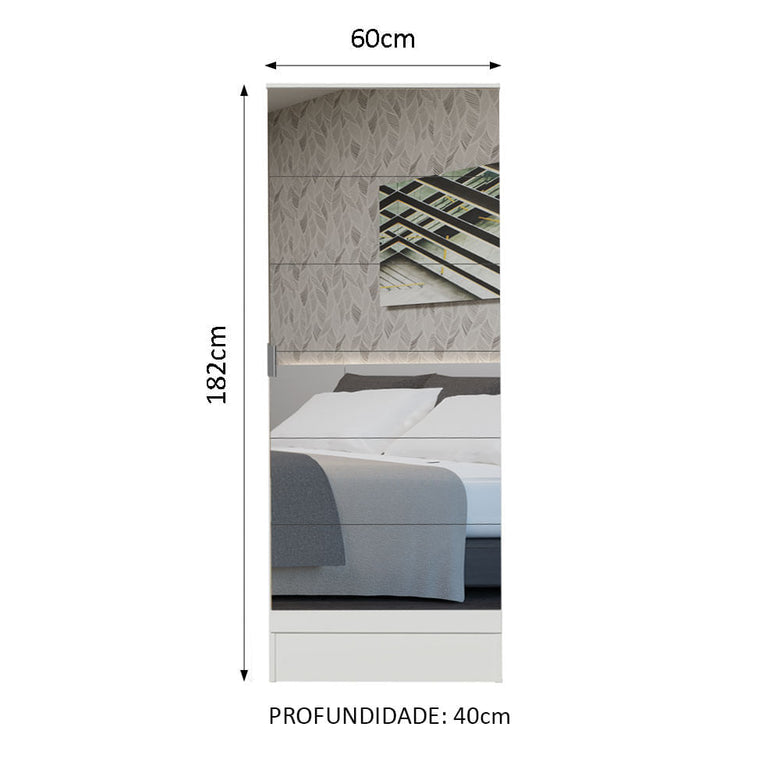 Sapateira Madesa Isis 1 Porta com Espelho Branco