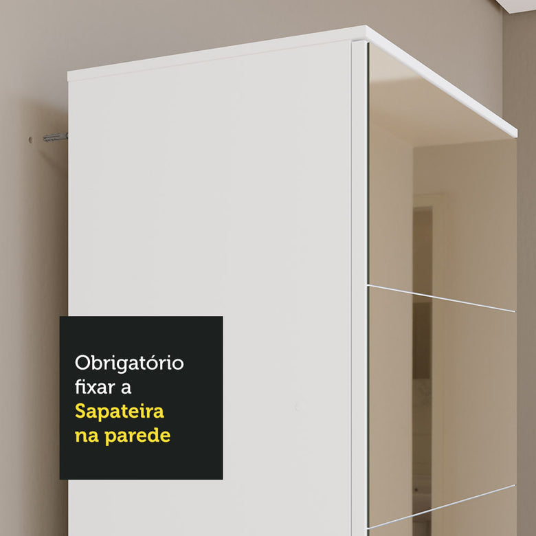 Sapateira Madesa Isis 1 Porta com Espelho Branco