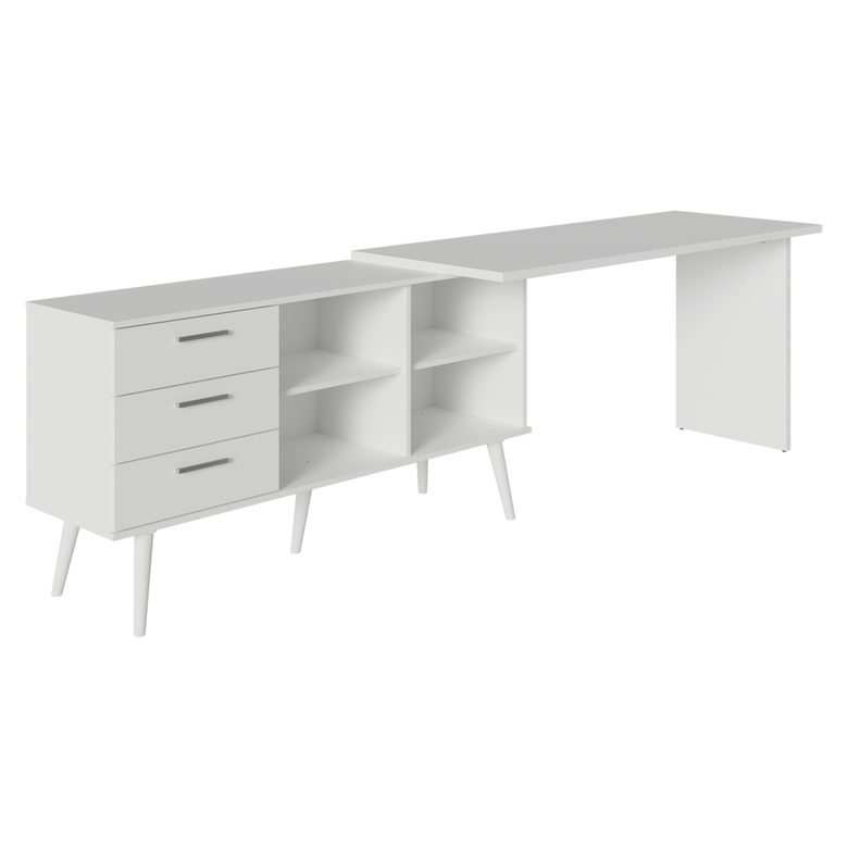 Mesa de Escritório em L 3 Gavetas Branco Lisboa Madesa XA