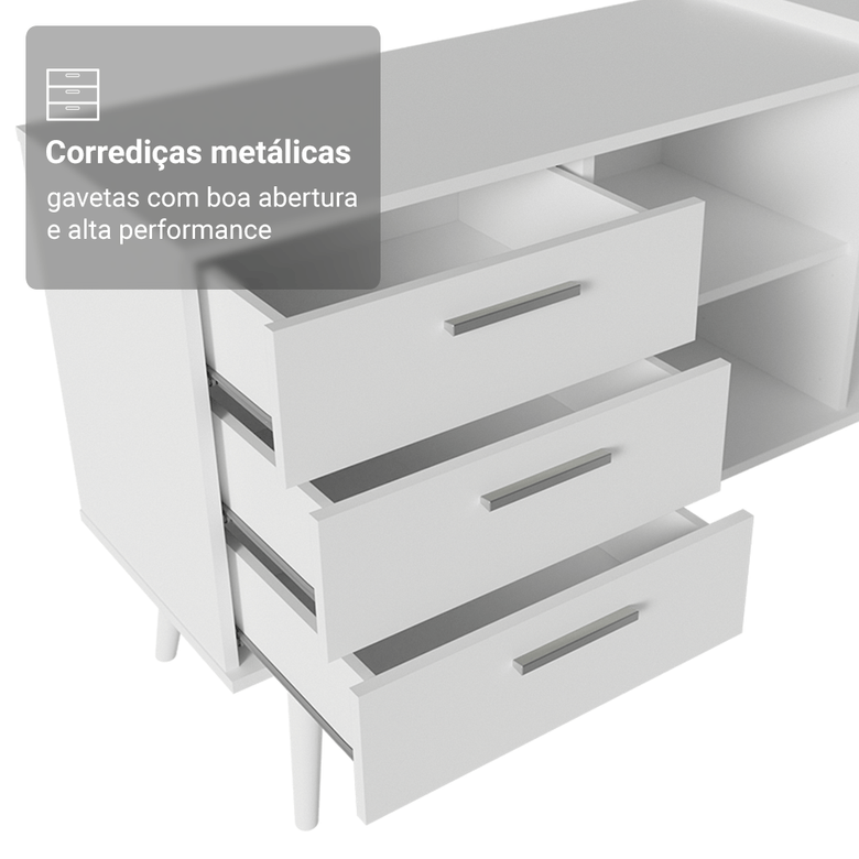 Mesa de Escritório em L 3 Gavetas Branco Lisboa Madesa XA