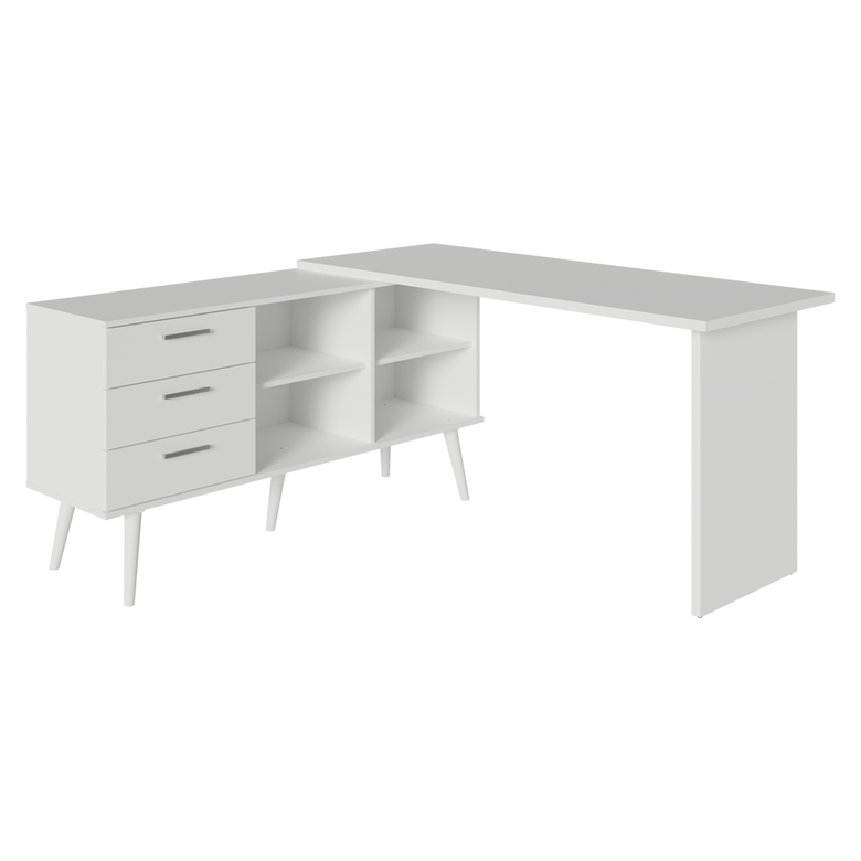 Mesa de Escritório em L 3 Gavetas Branco Lisboa Madesa XA