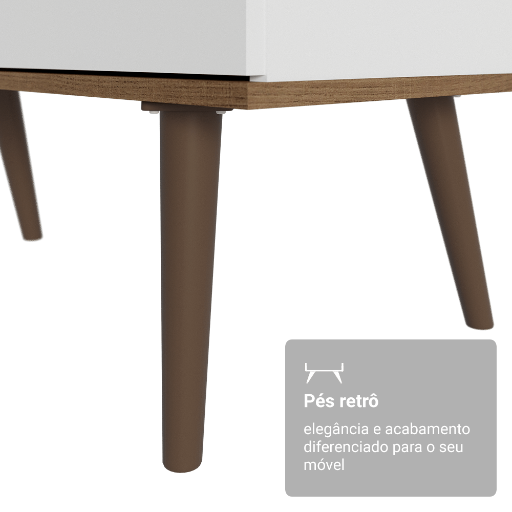Mesa para Computador Gamer em L 3 Gavetas Branco/Rustic Lisboa Madesa