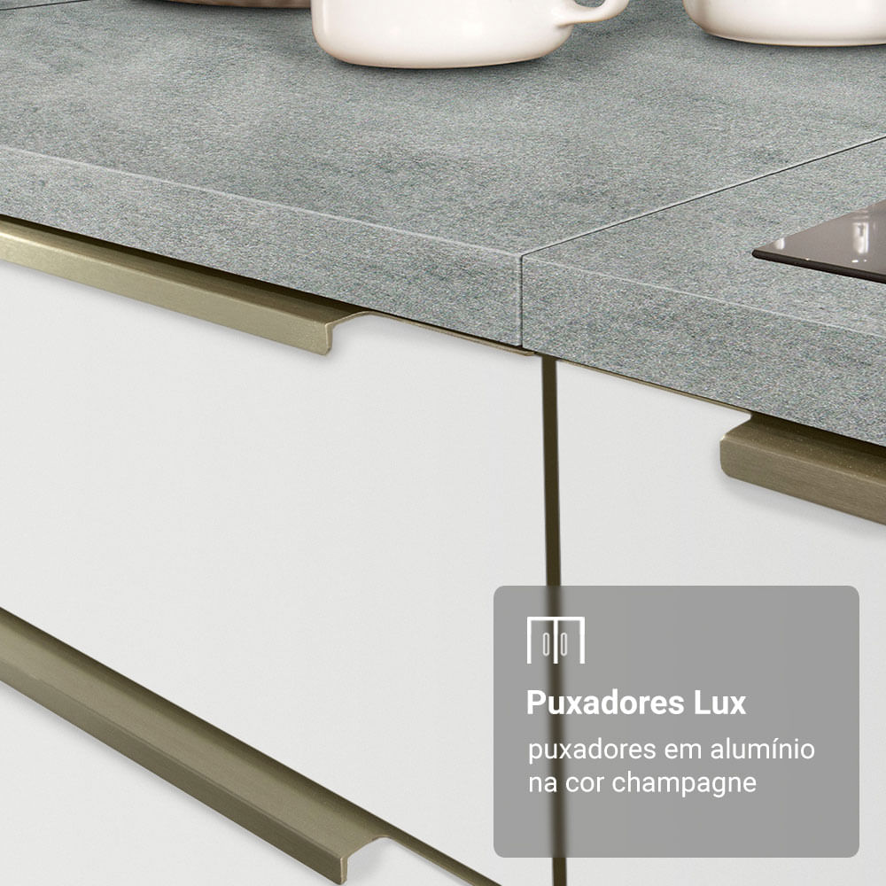 Armário de Cozinha Completa 240cm Branco Veludo Lux Madesa 08