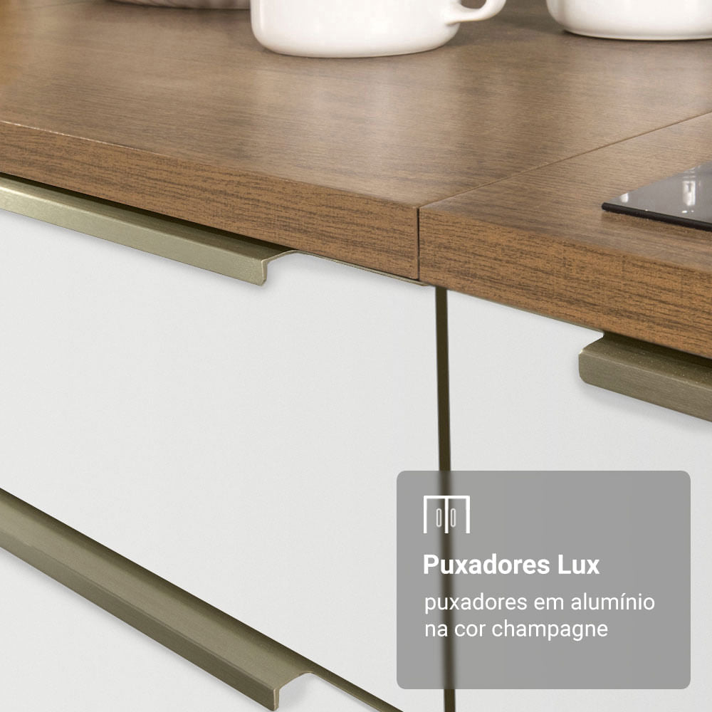 Armário de Cozinha Completa 240cm Rustic/Branco Lux Madesa 08