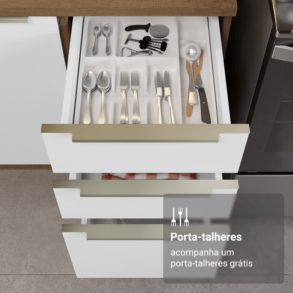 Armário de Cozinha Completa 240cm Rustic/Branco Lux Madesa 08