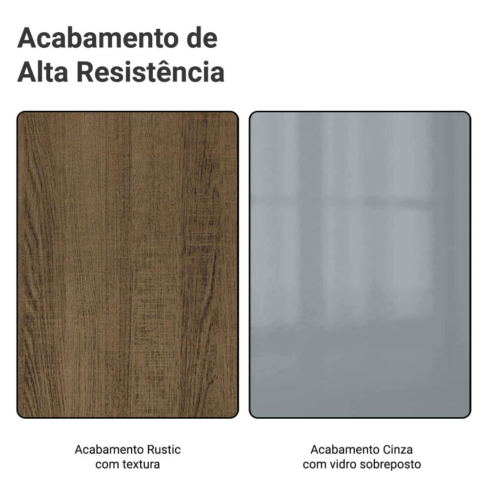 Armário de Cozinha Completa 240cm Rustic/Cinza Lux Madesa 08