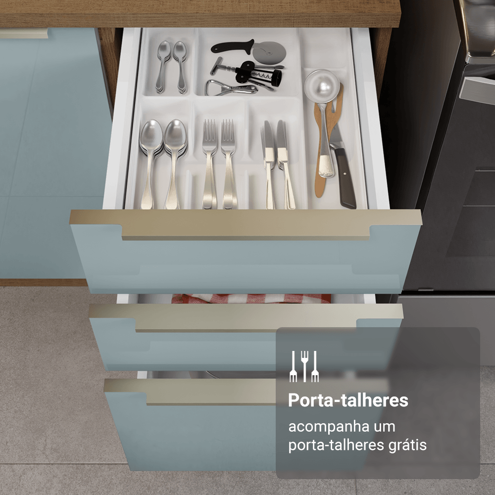 Armário de Cozinha Completa 240cm Rustic/Cinza Lux Madesa 08