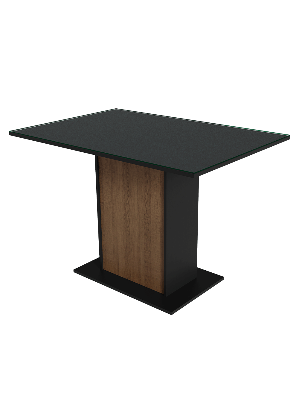 Mesa de Jantar Retangular com Tampo de Vidro Preto/Rustic 5329 Madesa - Preto/Rustic