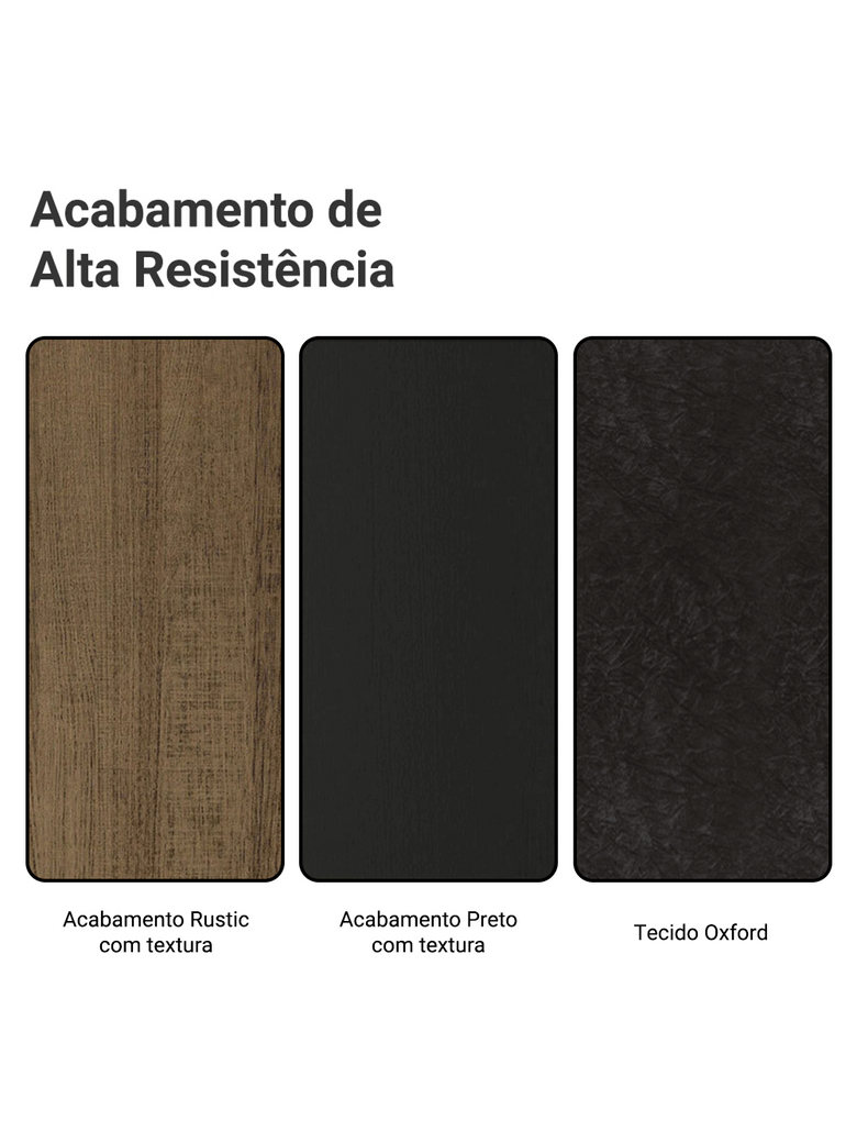 Conjunto Sala de Jantar Mesa Tampo de Vidro 4 Cadeiras Rustic/Preto/Oxford Zion Madesa