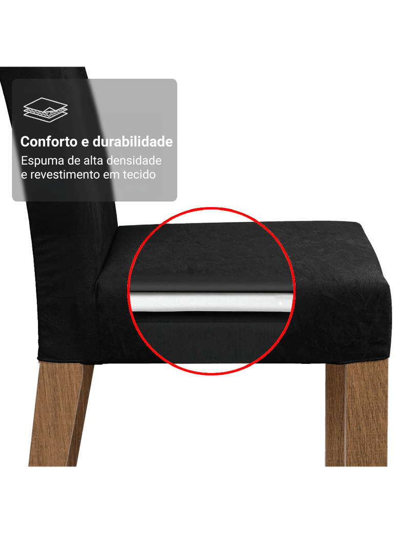 Conjunto Sala de Jantar Mesa Tampo de Vidro 4 Cadeiras Rustic/Preto/Oxford Zion Madesa