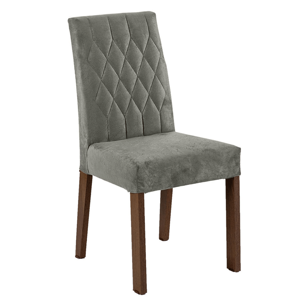 Conjunto Sala de Jantar Mesa Tampo de Vidro 4 Cadeiras Rustic/Silver Reale Madesa