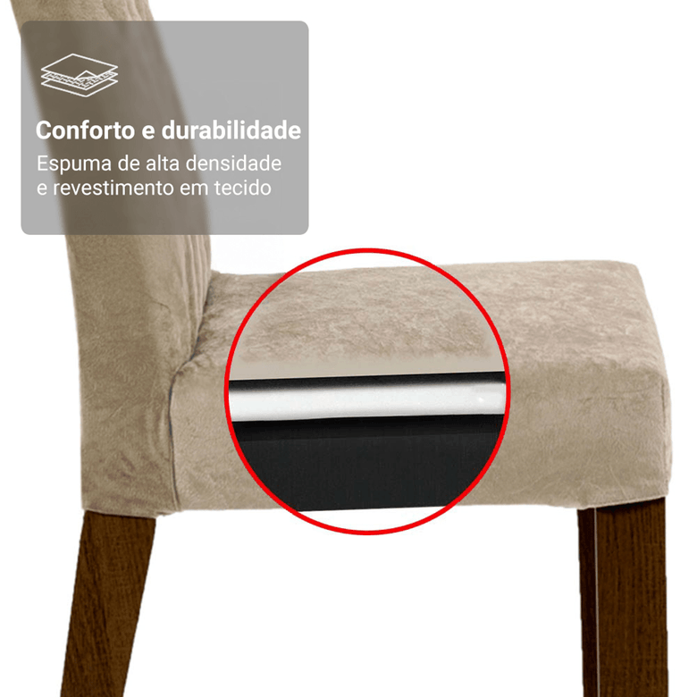 Conjunto Sala de Jantar Mesa Tampo de Vidro 6 Cadeiras Rustic/Imperial Odara Madesa