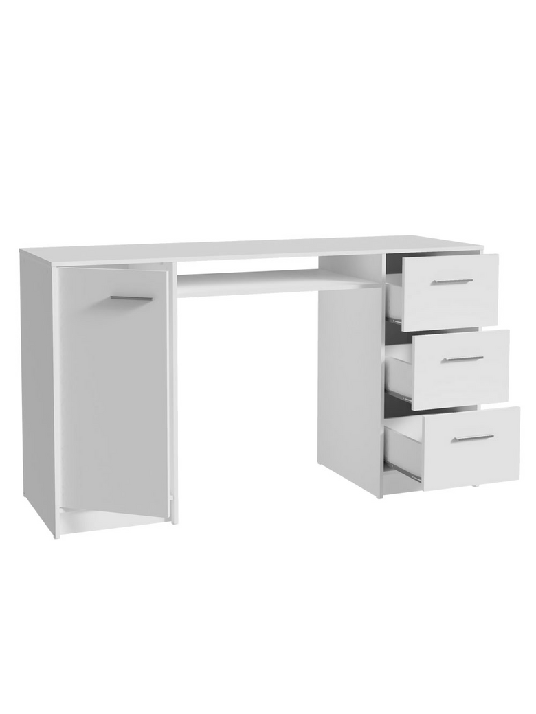Escrivaninha Penteadeira 136cm 1 Porta 3 Gavetas Branco Madesa