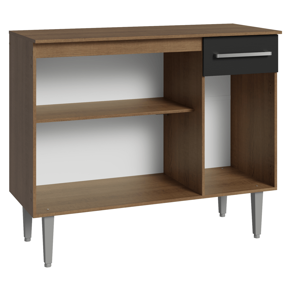 Buffet Aparador 105cm 3 Portas e 1 Gaveta Rustic/Preto Madesa