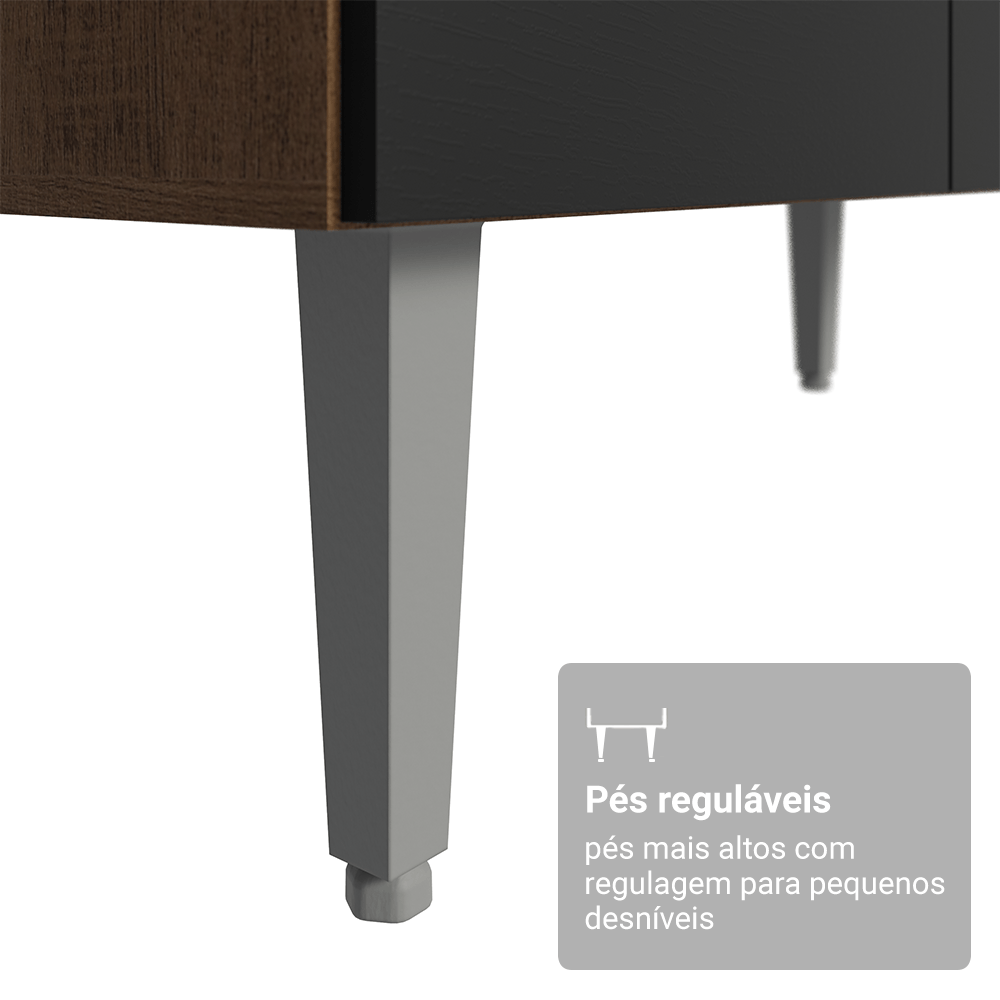 Buffet Aparador 105cm 3 Portas e 1 Gaveta Rustic/Preto Madesa