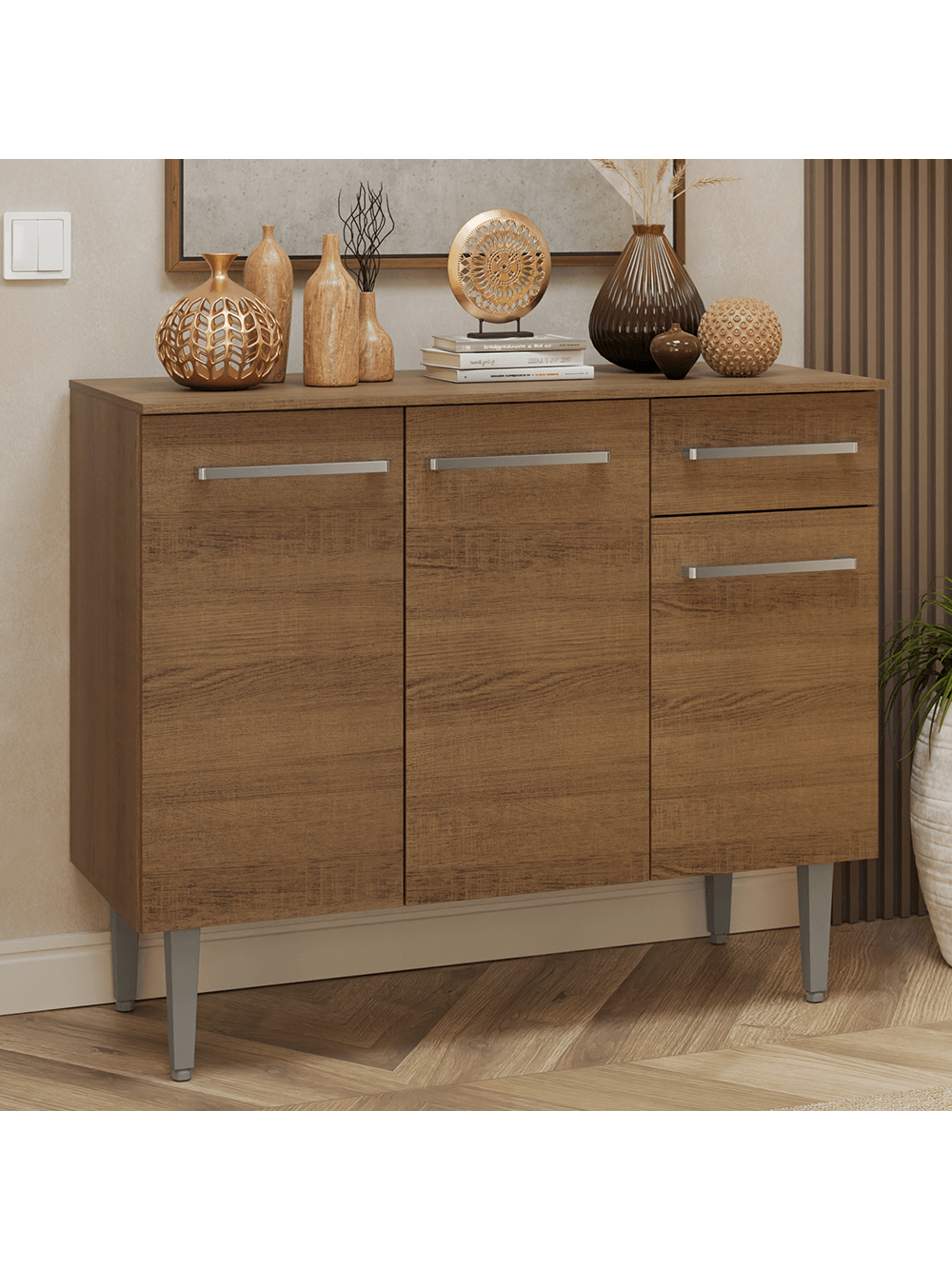 Buffet Aparador 105cm 3 Portas e 1 Gaveta Rustic Madesa - Rustic