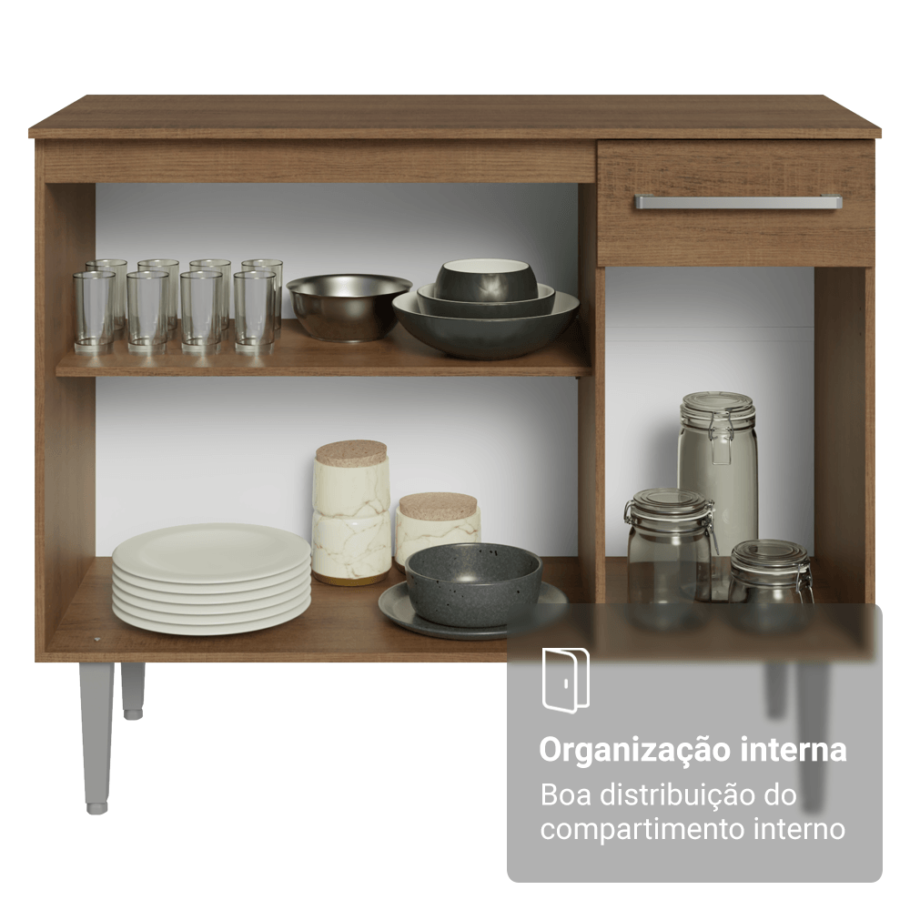 Buffet Aparador 105cm 3 Portas e 1 Gaveta Rustic Madesa