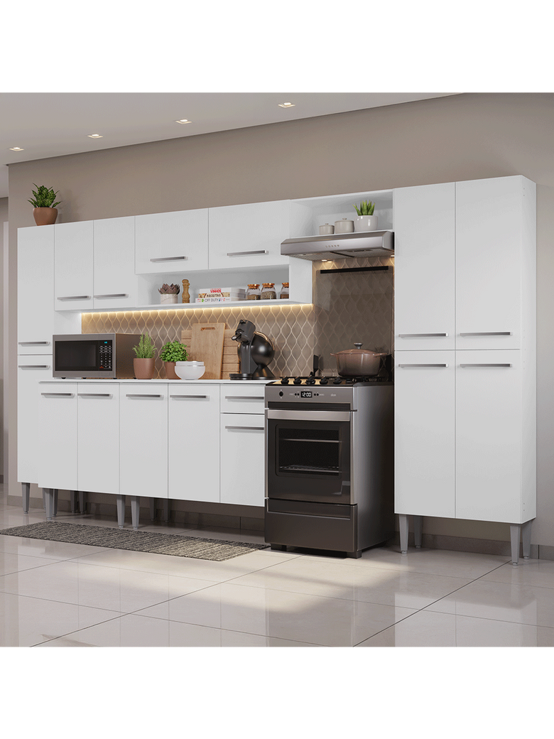 Armário de Cozinha Completa 325cm Branco Emilly Madesa 06