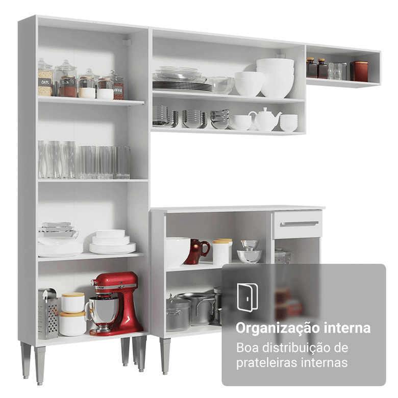 Armário de Cozinha Completa 325cm Branco Emilly Madesa 06