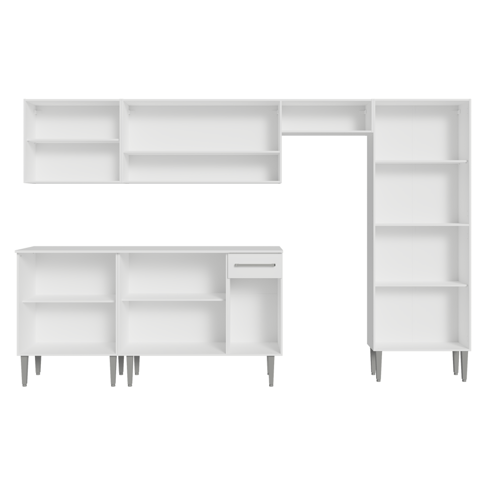 Armário de Cozinha Completa 293cm Branco Emilly Madesa 01