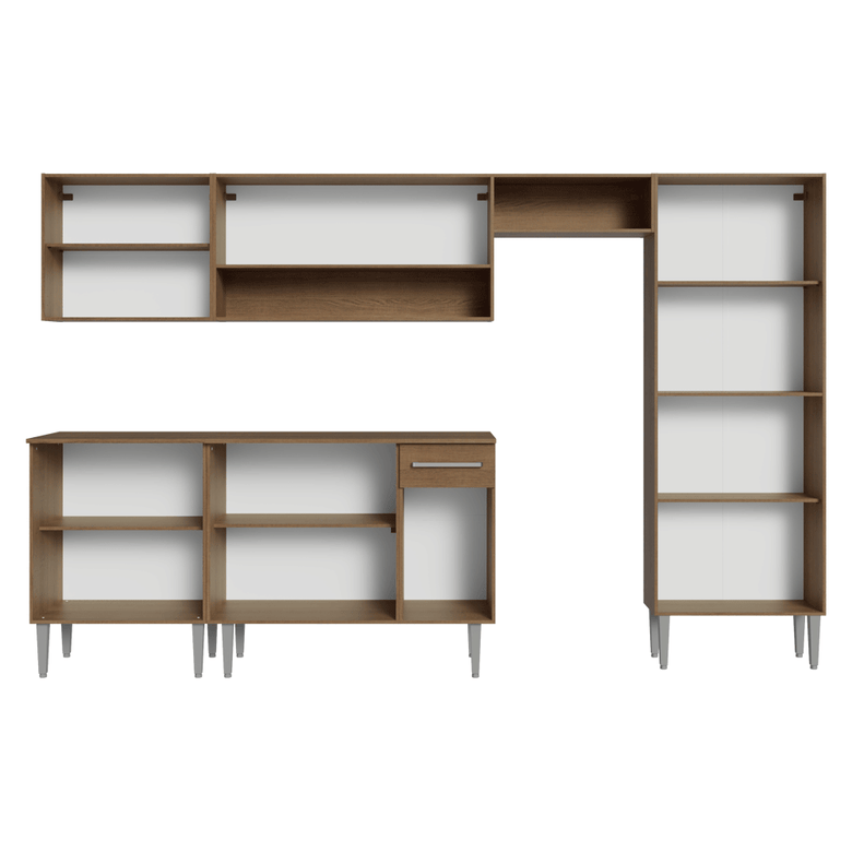 Armário de Cozinha Completa 293cm Rustic/Branco Emilly Madesa 01