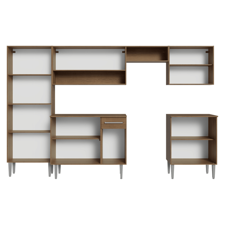Armário de Cozinha Completa 293cm Rustic/Branco Emilly Madesa 02