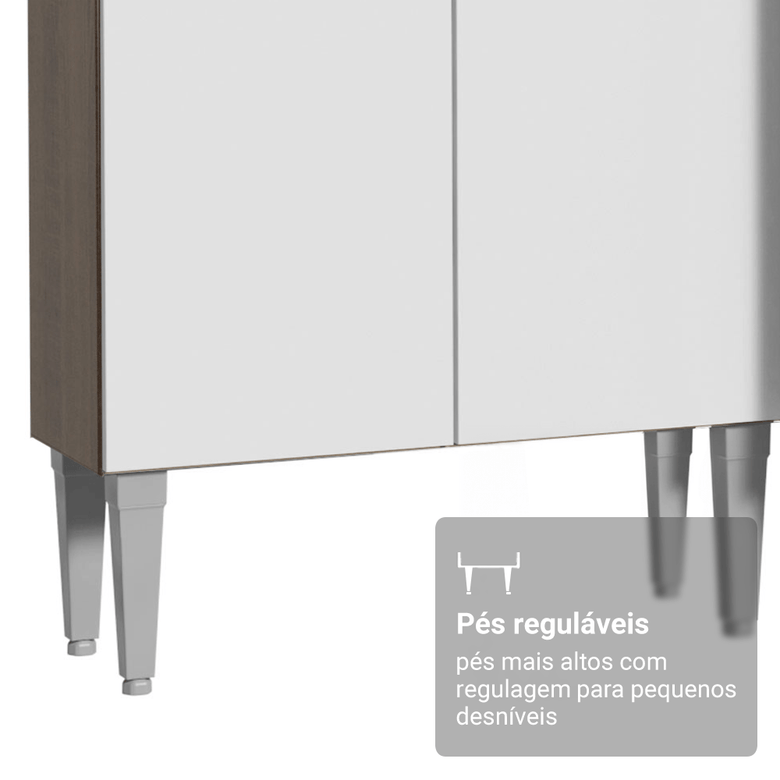 Armário de Cozinha Completa 293cm com Pia Rustic/Branco Emilly Madesa 09