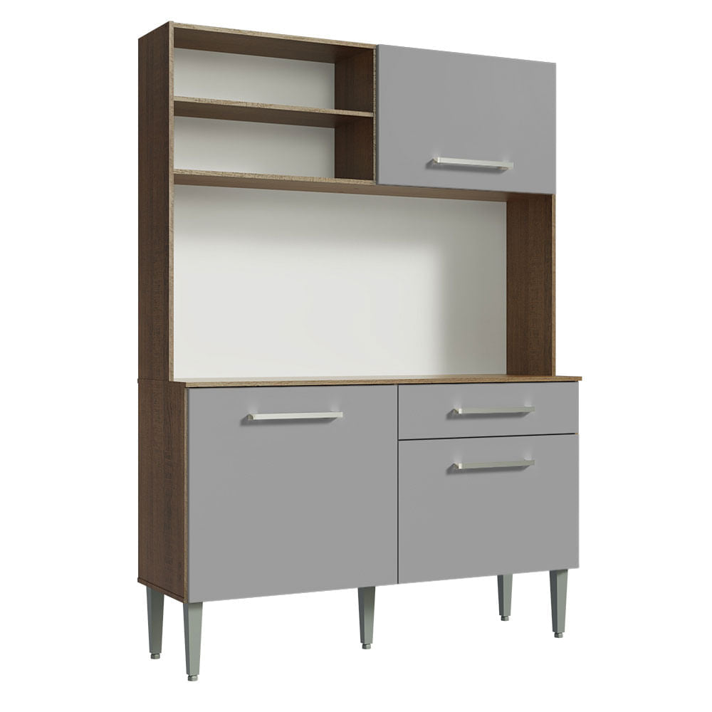 Kit Cozinha Compacta 120cm Rustic/Cinza Life Madesa