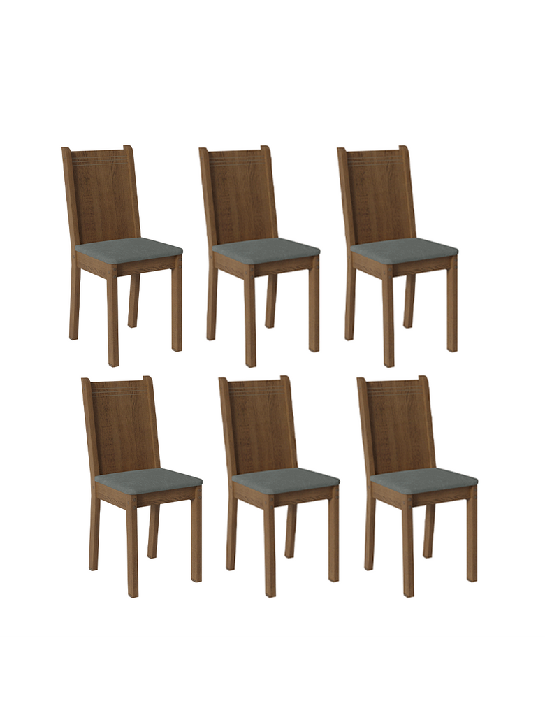 Kit 6 Cadeiras 4290 Madesa Rustic/Silver