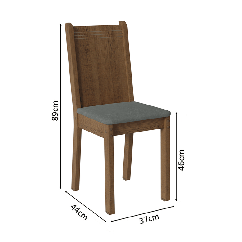 Kit 6 Cadeiras 4290 Madesa Rustic/Silver