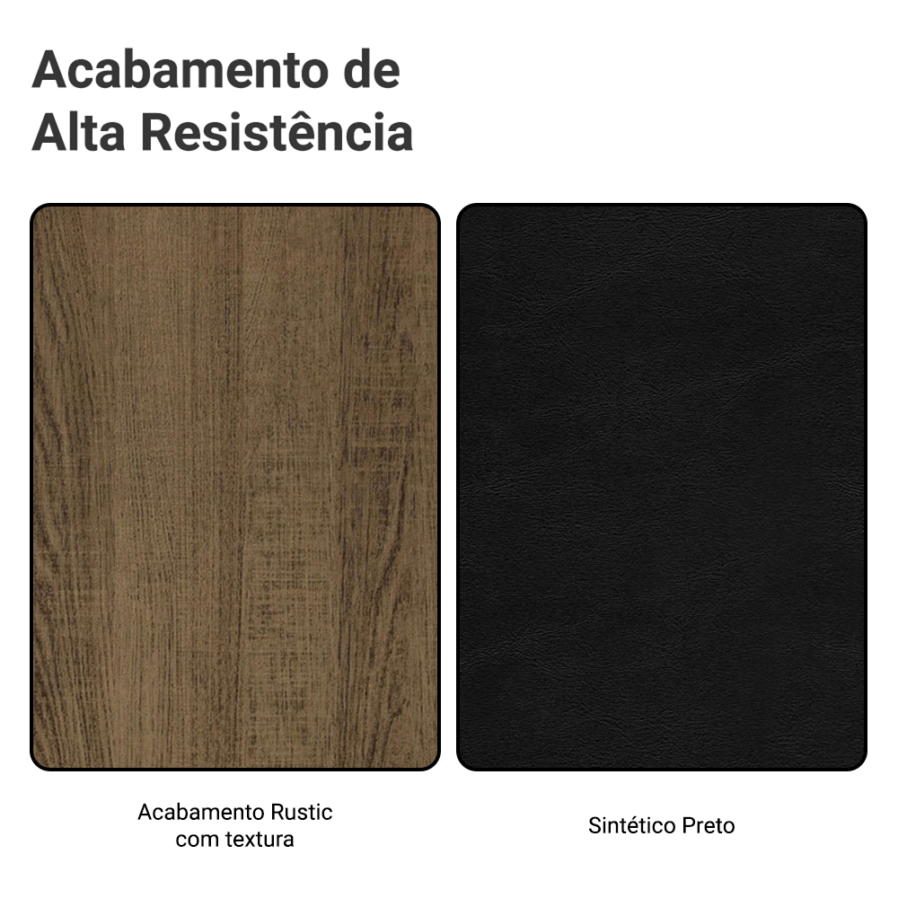 Conjunto Sala de Jantar Mesa Tampo de Madeira 6 Cadeiras Rustic/Preto Analu Madesa